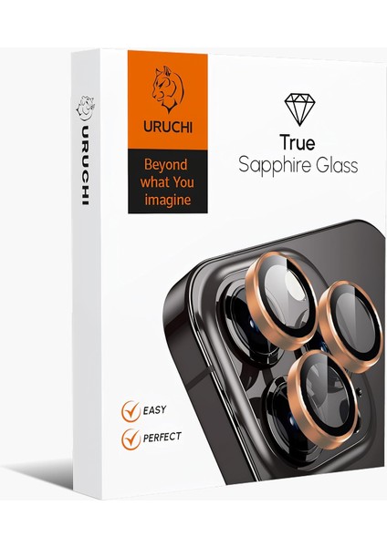 15 Pro / 15 Pro Max / 16 Pro / 16 Pro Max Kamera Lens, Safir Cam, Alaşım Çerçeve, Kurulum, Hd Görüntü Kalitesi, Güçlü Yapışma, Süper Çubuk Sökme Aparatlı, Desert