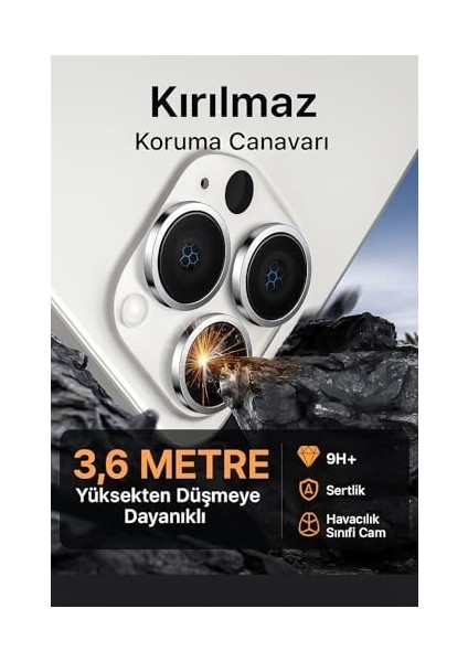 15 Pro / 15 Pro Max / 16 Pro / 16 Pro Max Kamera Lens, Safir Cam, Alaşım Çerçeve, Kurulum, Hd Görüntü Kalitesi, Güçlü Yapışma, Süper Çubuk Sökme Aparatlı, Desert fiyatları