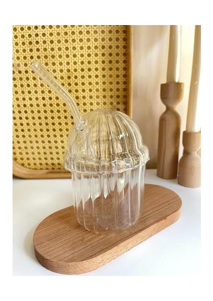 500ML Cam Kapaklı Pipetli, Kalın Çizgi Desenli Soğuk Içecekler Için Kahve Meyve Suları, Çayları Için Brokosilikat Bpa Içermeyen Sağlıklı Ergonomik Şık Tasarım fiyatları