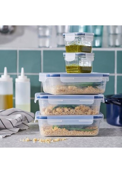 Adet Vakumlu Saklama Kapları 1,0 Litre Gri-Mavi Dikdörtgen Saklama Kutusu modelleri