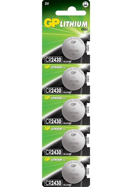 Batteries CR2430 2430 Boy Lityum Düğme Pil, 3 Volt, 5&apos;li Kart