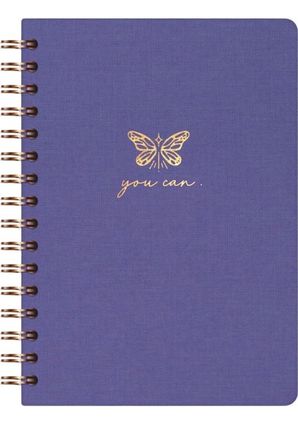 A5 Spiralli Sert Kapak Noktalı Tarihsiz Not Defteri Lila