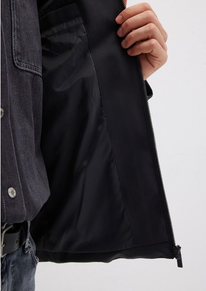 Kapüşonlu Siyah Şişme Mont 0110652-71379