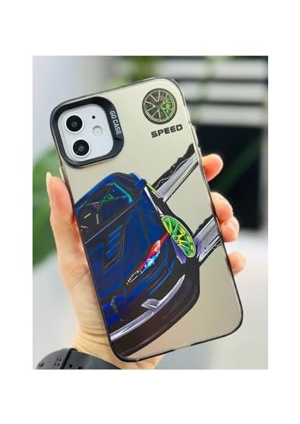 Go Aksesuar 11 ile Uyumlu Köşeli Parmak Izi Bırakmaz Silvia Baskılı Metalik Electro Silikon Kılıf fiyatları