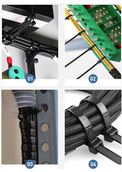 3,6X370 Siyah 37CM Kablo Bağı Plastik Kelepçe TOPLAYICI-100 Adet modelleri