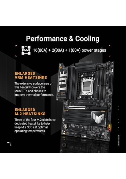 Tuf Gamıng X870- Wıfı Amd X870 Am5 Ddr5 8000 HDMI 2xusb4 4x M2 Usb3.2 Wifi 7 + Bt Rgb 2.5gbit Lan Atx 16+2+1(80A) Güç Aşamaları, Çift Usb4, 4 x M.2 Slots Anakart modelleri
