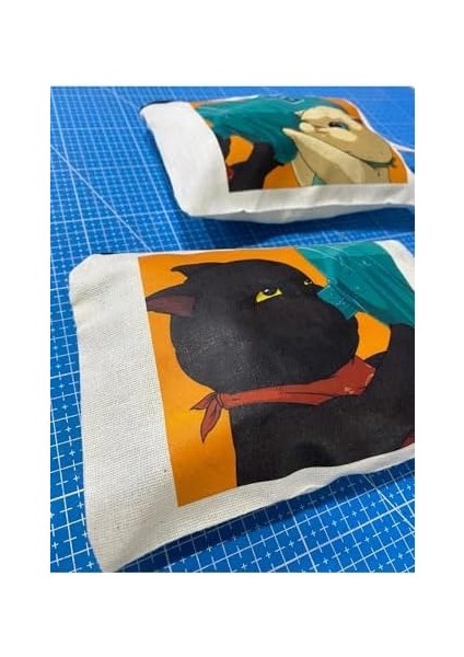 Ayrılmaz Ikili Kediler Baskılı Ham Bez 2li Makyaj El Çantası modelleri