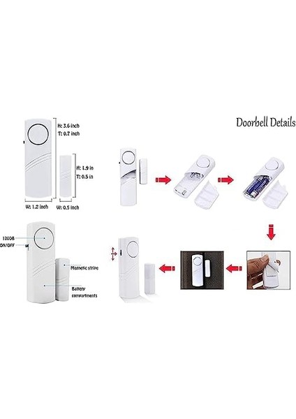 RB-KP44 Kapı Pencere Alarmı - Uzaktan Kumanda Pilli - Hırsız Alarm Sistemi Piller Hariç modelleri