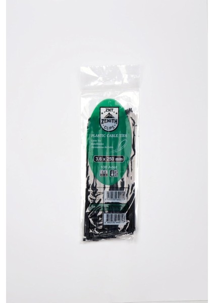 3,6X250 Siyah Kablo Bağı & Plastik Kelepçe & Kelepçe 100 Adet (Paket)