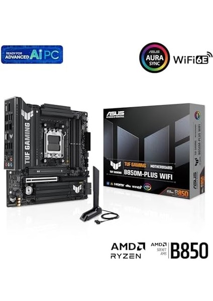 Tuf Gamıng B850M- Wıfı Amd B850 Am5 Ddr5 8000 Dp HDMI 3x M2 Usb3.2 Gen 2x2 Wifi 6e + Bt Rgb 2.5gbit Lan Matx 14+2+1 Güç Aşamaları, 1xgen5 M.2, Ready For Advanced Aı Pc modelleri
