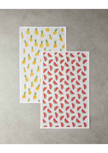 Fruits Pamuk 2&apos;li Kurulama Bezi 30X50 cm Kırmızı-Turuncu