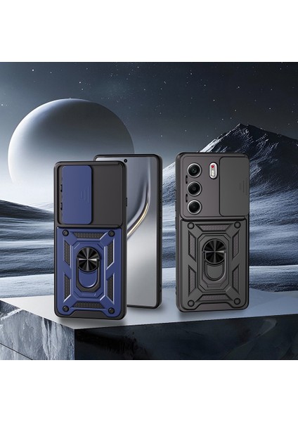 Tecno Camon 40 4g Kılıf Magnetik Standlı Kamera Korumalı Spıa Sürgülü Vega Kapak - Siyah modelleri