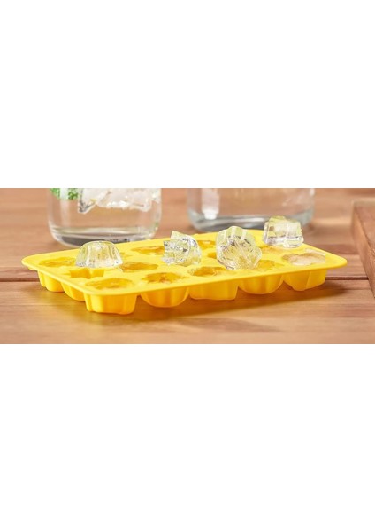 Yıldız ve Çiçek Şekilli Sarı Buz Kalıbı, 14,5 x 21 cm