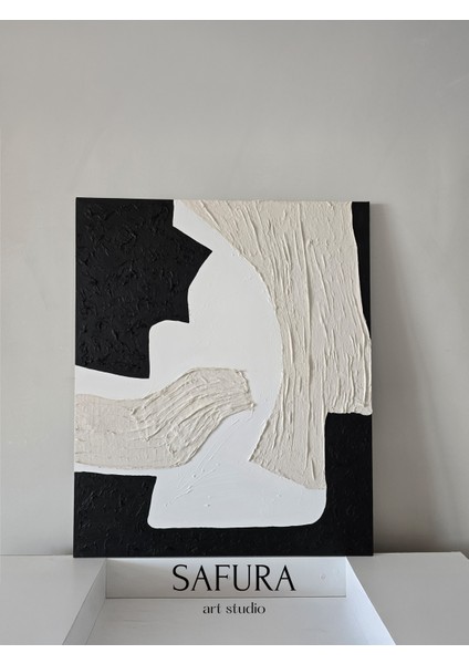 Dokulu Tablo – El Yapımı 3 Boyutlu Alçı Minimalist Doku, Modern Iskandinav Kabartmalı (Nefes No:2) indirimleri