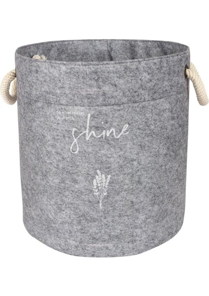 Keçe Kulplu Yuvarlak Düzenleyici Sepet - Çok Amaçlı Saklama Organizer Kutu Mini 103662
