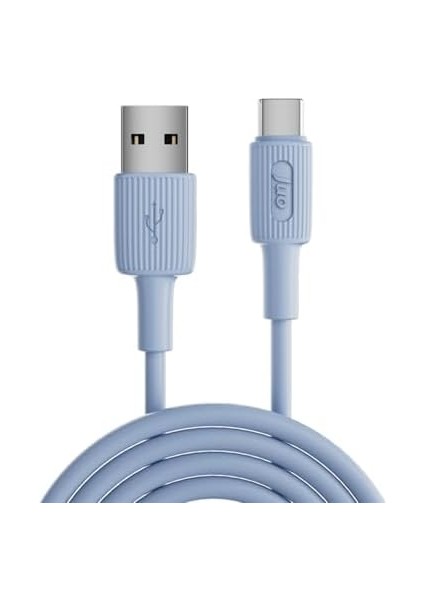 Juo 12W Usb-A To Type-C Silikon Hızlı Şarj ve Data Kablosu Mavi 1 Metre modelleri