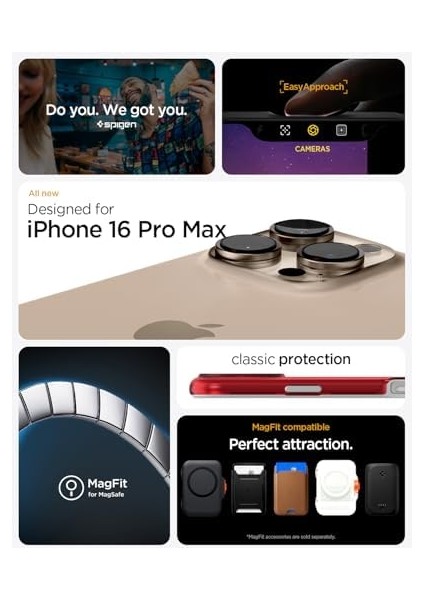 16 Pro Max Kılıf C1 Hava Kanalı Teknolojisi™ Askeri Sınıf Koruma Magfit Ruby Tasarım Kapak - ACS08020 modelleri