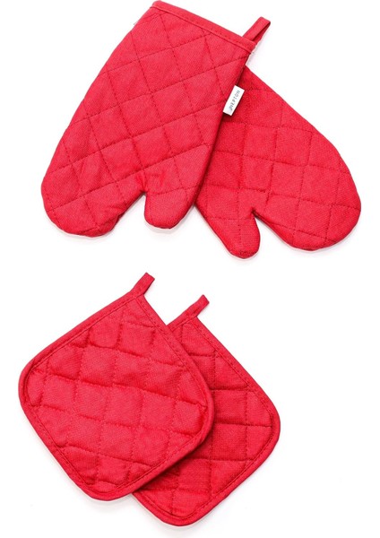 Kapitone Fırın Eldiveni ve Tutacak Seti