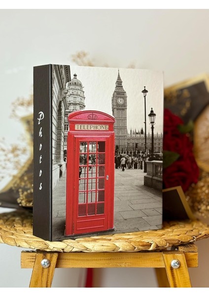 10 x 15 cm 200&APOS;LÜK Telefon Kulübesi Desenli Fotoğraf Albümü