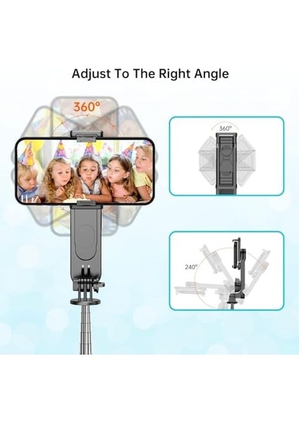 LED Işıklı Selfie Çubuğu & – 111 cm Uzatılabilir, 360° Döner Telefon Tutucu, Çıkarılabilir Bluetooth Kumanda, 3 Renk Modu & 9 Parlaklık Seviyesi, ve ile Uyumlu modelleri