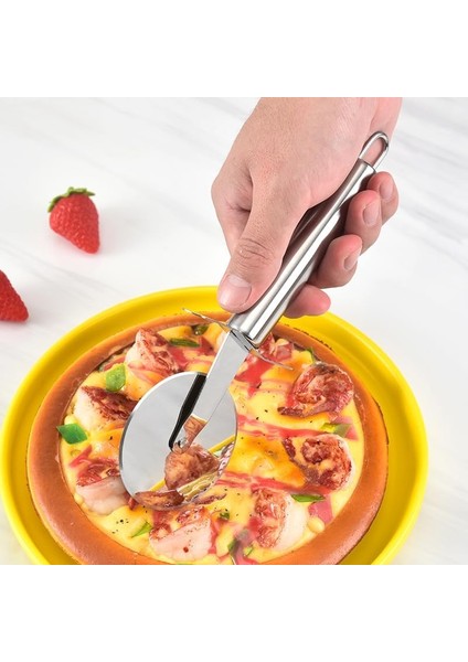 Çelik Pizza Ruleti, Hamur Kesici, Profesyonel Mutfak Aleti 20 cm Pizza Kesici Tekerlek Yapışmaz Bıçak fiyatları