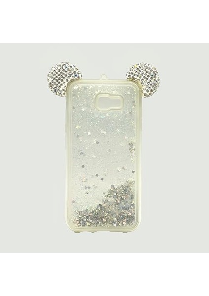 Galaxy A7 2017 Uyumlu Sıvılı Taşlı Micky Kulaklı Silikon Kılıf (Gümüş Rengi) fiyatları
