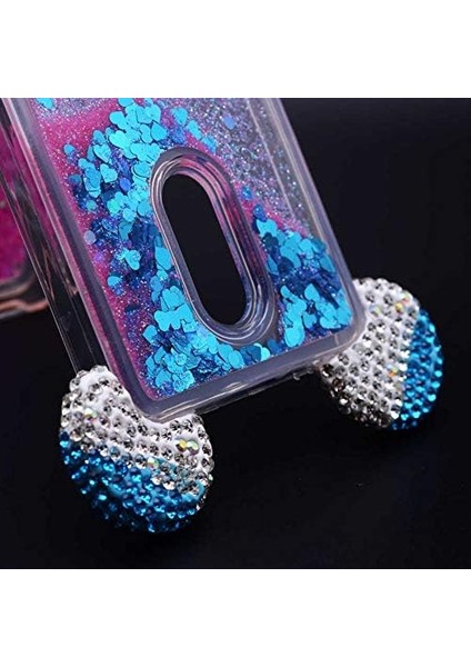 Galaxy A7 2017 Uyumlu Sıvılı Taşlı Micky Kulaklı Silikon Kılıf (Gümüş Rengi) modelleri