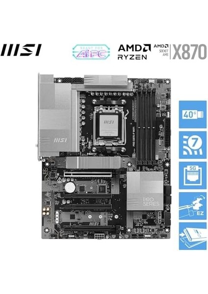 Msı Pro X870-P Wıfı Am5 Ddr5 8200MHZ(OC) 3x M.2 Usb4 HDMI 5g Lan Wıfı 7 Rgb Atx modelleri