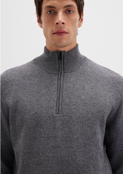 Yün Karışımlı Gri Kazak 0710371-80024