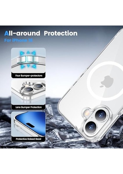 Psr Aksesuar 16 Serisi ile Uyumlu Kılıf - Şarj Özellikli | Şeffaf Sert Pc Embos Kapak | Güçlü Manyetik Telefon Kılıfı | (16) modelleri