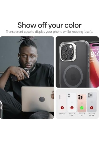 Ciel By 16 Pro Kılıf Ultrasheer Mag Sararma Karşıtı Hava Kanalı Teknolojisi™ Askeri Sınıf Koruma Space Gray Mat Kapak - ACS08252 modelleri