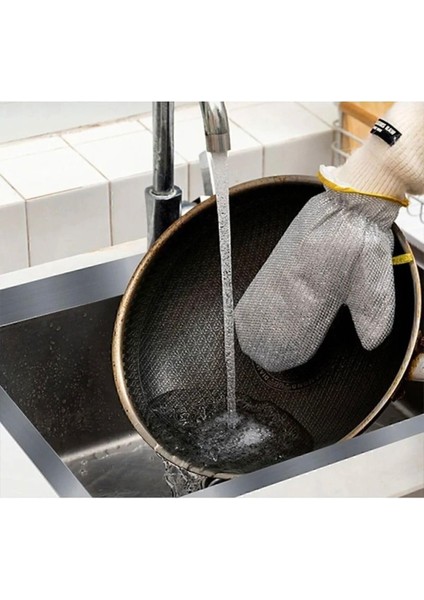 Çizilmez Çelik Tel Bulaşık Eldiveni – Çok Amaçlı Eldiven Şeklinde Temizlik Teli, Araç Yıkama & Mutfak Için, 22X12 cm (1 Adet)