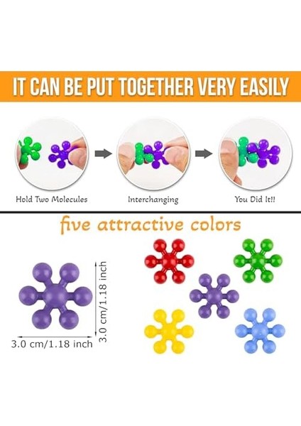 Molecules Eğitici Yaratıcı Molekül Stem Eğitimi Uyumlu 5 Renk Eğitici Oyuncak Molekül (120LI) modelleri