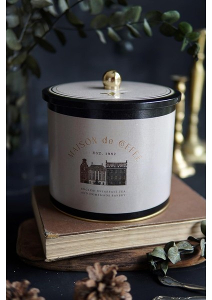 Desenli Erzak Saklama Kabı - Metal Saklama Kabı 17,5 cm x 15,5 cm (Azura Coffee)