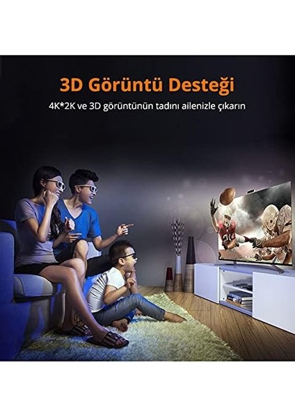 4K Mini HDMI Dönüştürücü Kablo, 3 Metre, Siyah fiyatları