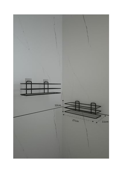 Yapışkanlı Siyah 2 Adet Tek Katlı Düz Şampuanlık Tş01, Delmeye Son, Matkap Vida Yok modelleri