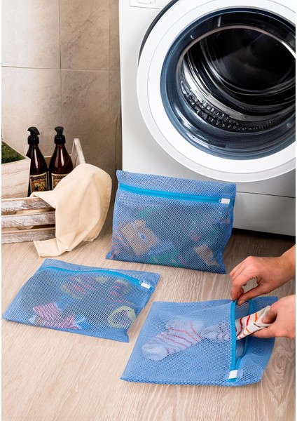 3 Adet Bebek ve Çocuk Çorap Yıkama Filesi Mavi