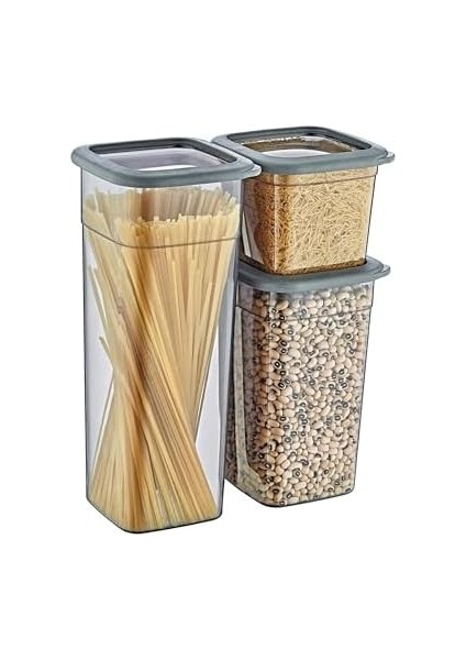 4&apos;lü Set Skali Kare Saklama Kabı (4&apos;şer Adet 740 Ml, 1440 Ml, 2350 Ml) modelleri