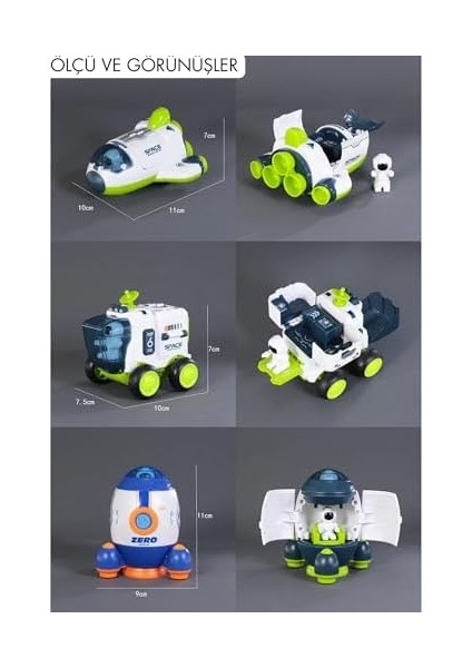 Sürtmeli Uzay Arabası Uzay Roketi Uzay Mekiği 3 Lü Uzay Istasyonu Araçları Seti fiyatları