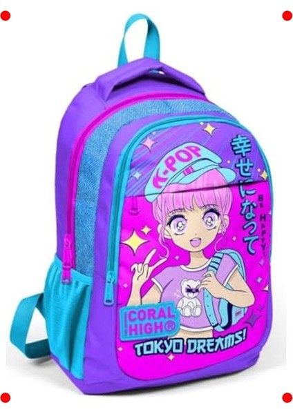 K-Pop Kız Çocuk Okul Sırt Çantası - Üç Bölmeli