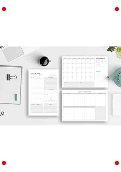 3'lü Masaüstü Planlayıcı Seti: Günlük, Haftalık, Aylık