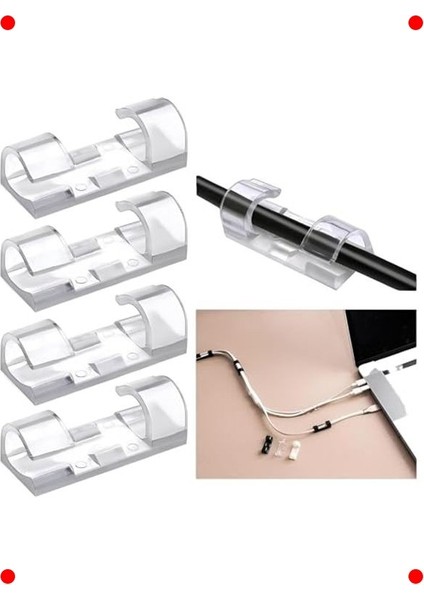 60 Adet Kablo Düzenleyici ve Sabitleyici Klips Seti