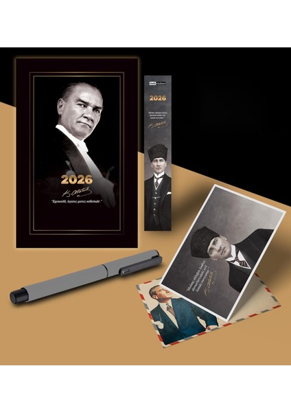 Gazi Paşa Atatürk Ajandası Ayraç Kartpostal - Gri