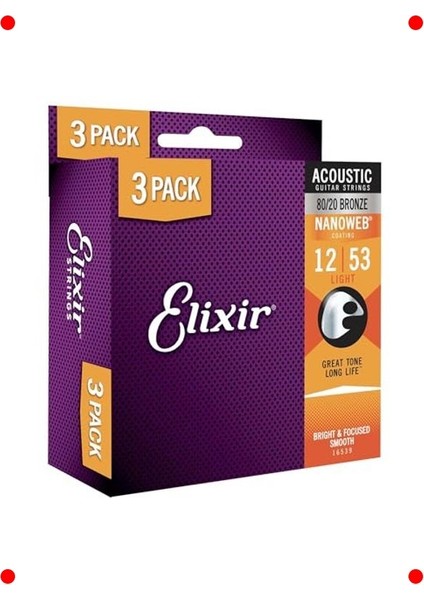 Akustik Gitar Tel Seti - Bronz (3'lü Paket)