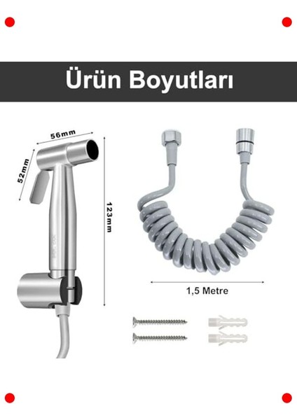 Paslanmaz Bide Musluk Seti, Spiral Hortumlu indirimleri