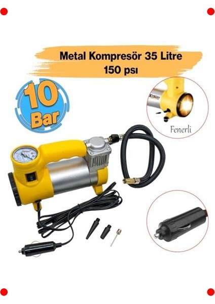 Portatif 12V Araç Hava Kompresörü (150 Psı) fiyatları