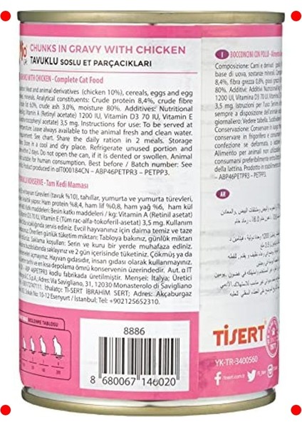 Tavuklu Yetişkin Kedi Konservesi (24X415GR) fiyatları