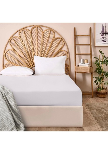 Soft Penye Çift Kişilik Lastikli Çarşaf - Beyaz - 160X200 cm