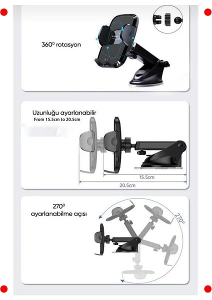 Otomatik Klipsli Uzun Kollu Telefon Tutucu modelleri
