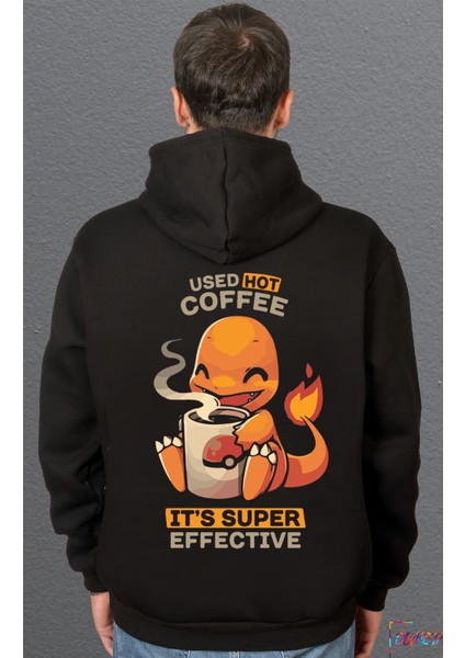 Pokemon Charizard Çalizart Used Hot Coffee Sweatshirt Unisex Kapüşonlu Hoodie